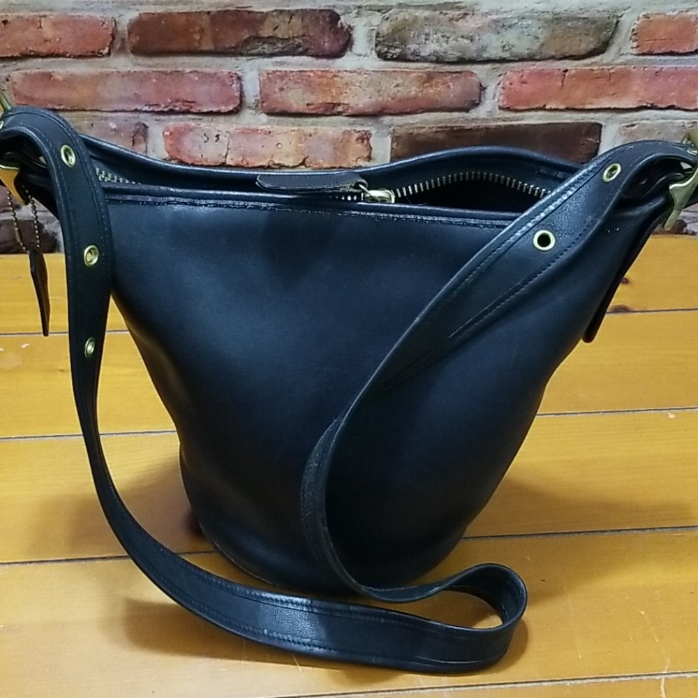 Black Coach bucket shoulder bag